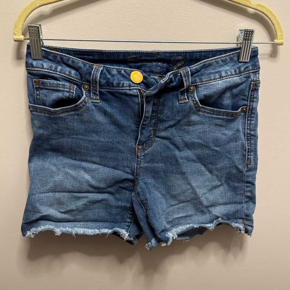 Seven7 Distressed Denim High Rise Shorts
